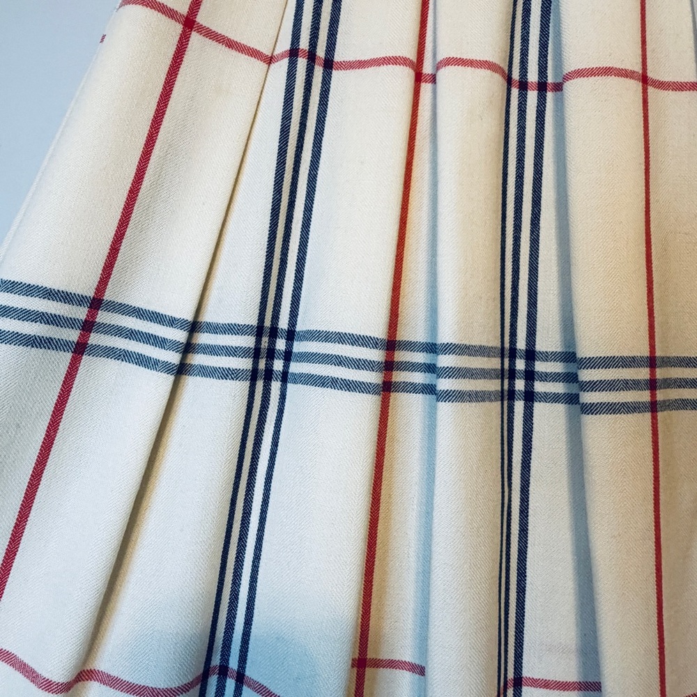 Evan Picone Cream Maxi Skirt with Black & Red Windowpane Plaid - Picture 3 of 8